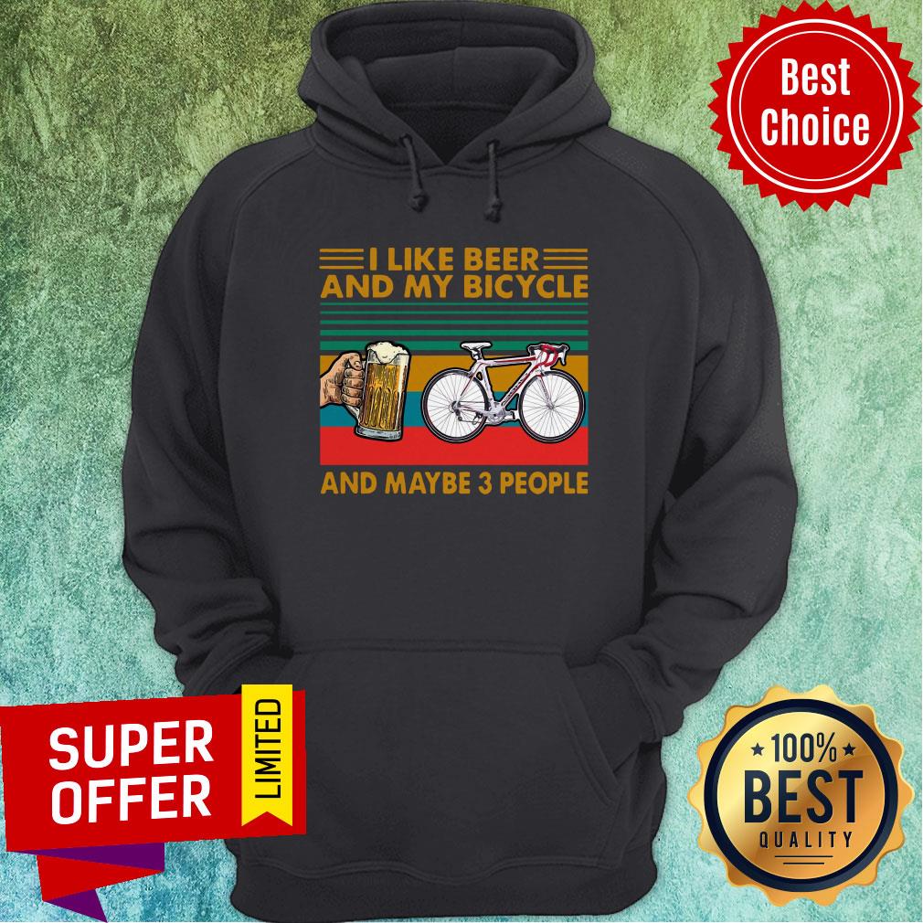 Premium I Like Beer And My Bicycle And Maybe 3 People Vintage Retro Shirt - Image 3