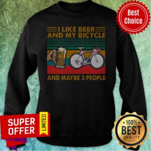 Alternative view of Premium I Like Beer And My Bicycle And Maybe 3 People Vintage Retro Shirt
