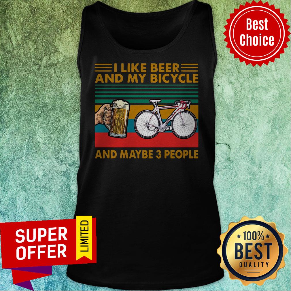 Premium I Like Beer And My Bicycle And Maybe 3 People Vintage Retro Shirt - Image 5