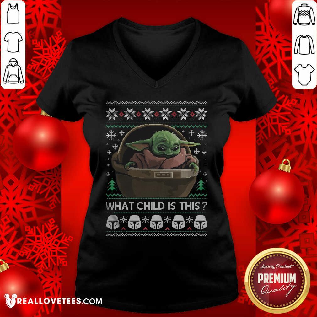 Top 2020 What Child Is This Baby Yoda Funny Christmas Shirt - Image 5