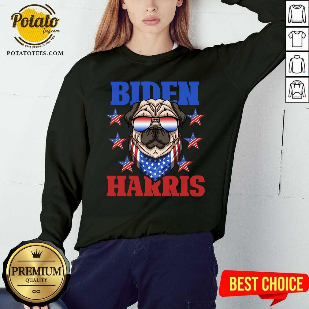 Premium Biden Harris 2021 Democrat American Flag Pug Dog Sunglasses Unisex Shirt - Image 3
