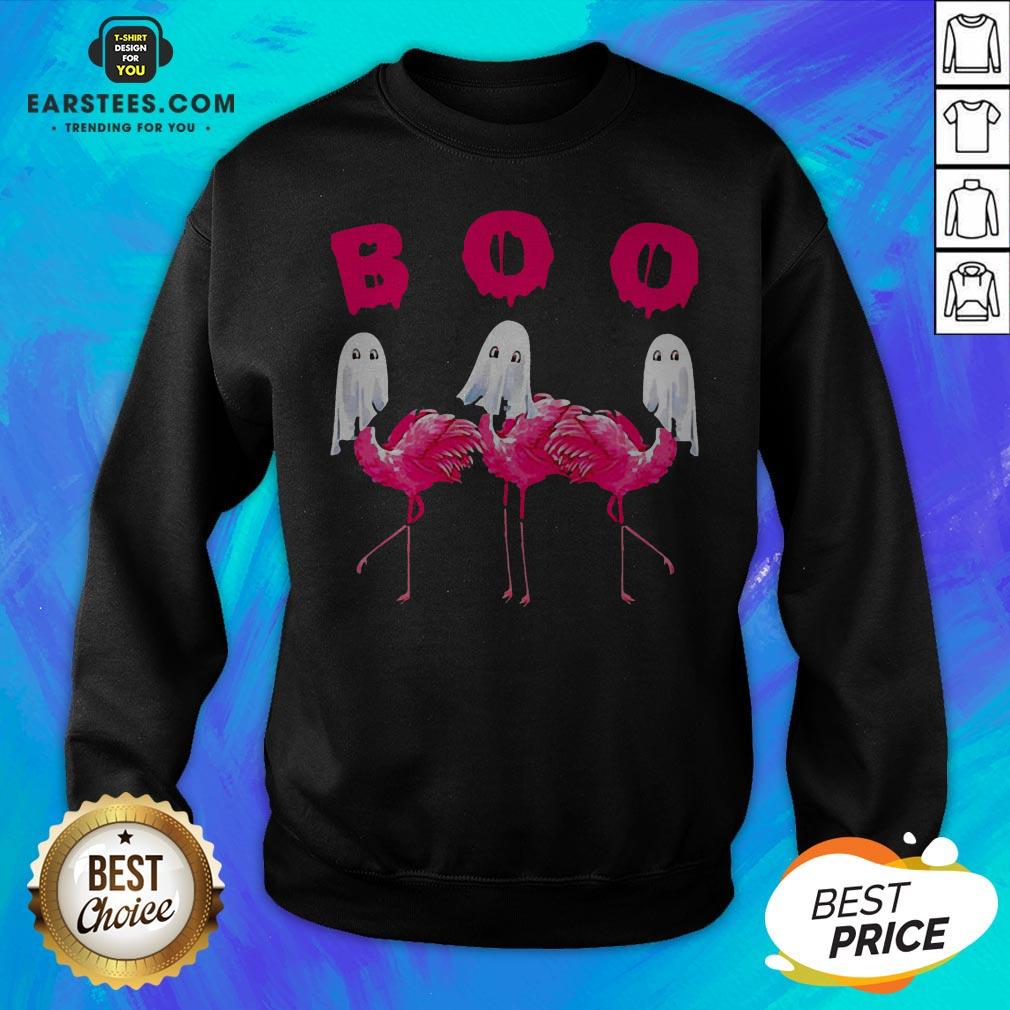 Funny Flamingo Boo Happy Halloween Shirt - Image 2