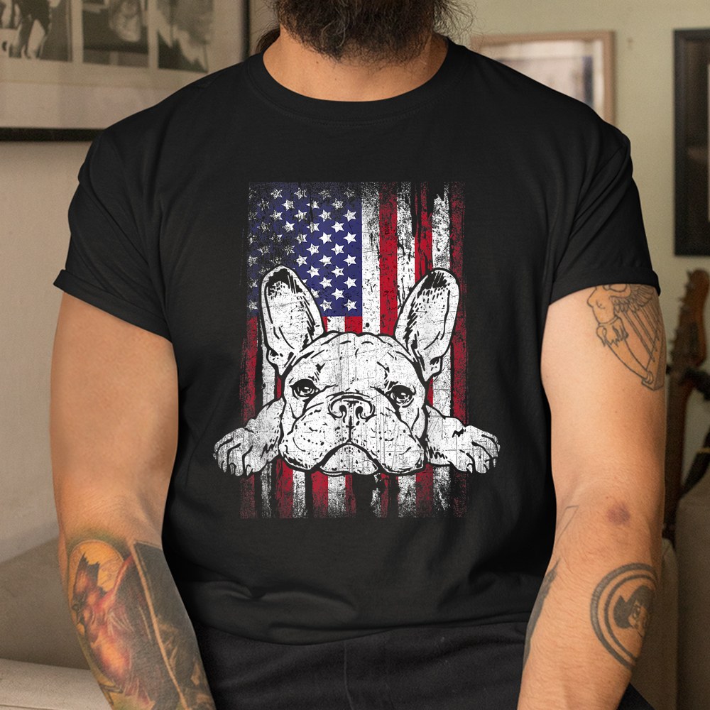 Patriotic French Bulldog American Flag Dog Shirt - Image 3