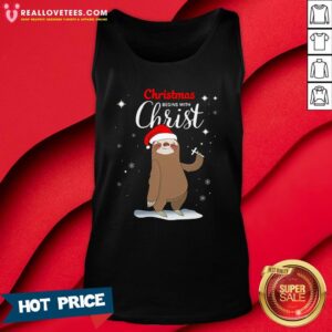 Alternative view of Super Sloth Christmas Begins With Christ Shirt
