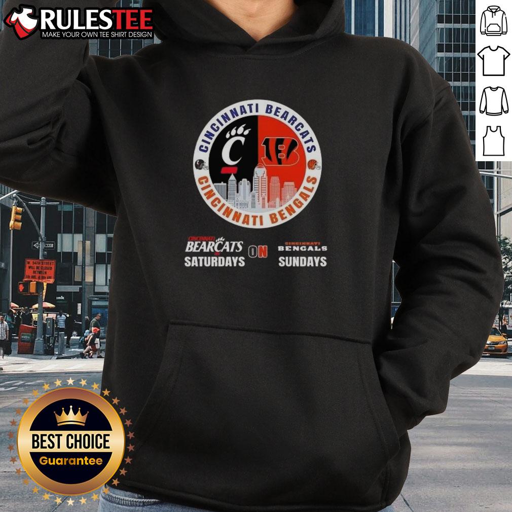 Nice Cincinnati Sports Bearcats Saturdays On Bengals Sundays Skyline T-Shirt - Image 2
