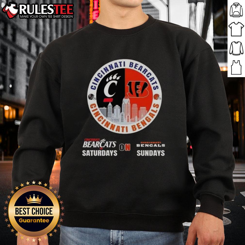 Nice Cincinnati Sports Bearcats Saturdays On Bengals Sundays Skyline T-Shirt - Image 5