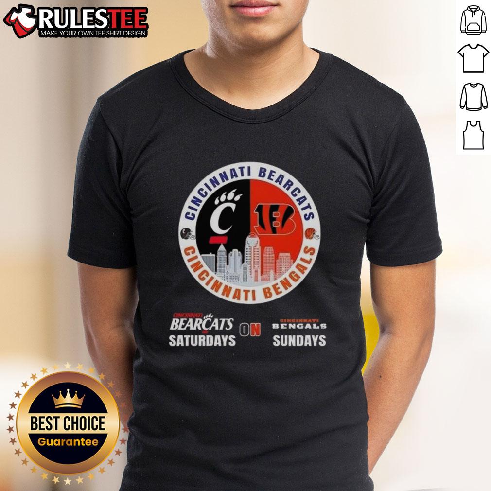 Nice Cincinnati Sports Bearcats Saturdays On Bengals Sundays Skyline T-Shirt
