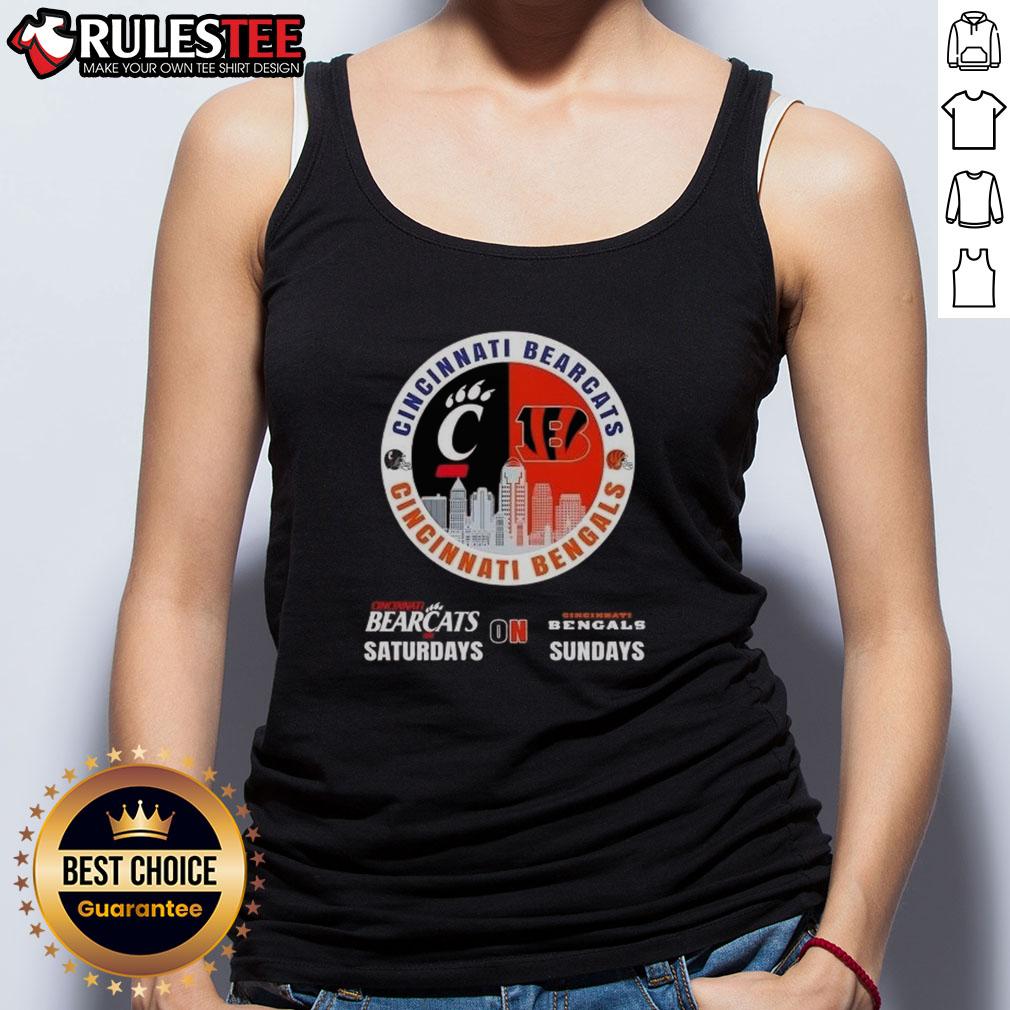 Nice Cincinnati Sports Bearcats Saturdays On Bengals Sundays Skyline T-Shirt - Image 4