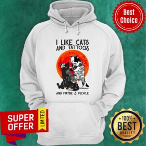 Alternative view of I Like Cats And Tattoos And Maybe 3 People Shirt