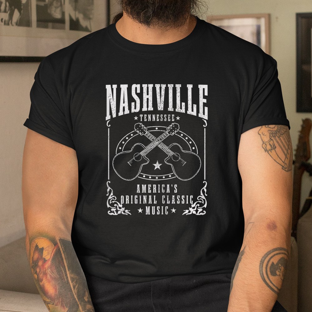 Nashville Tennessee Country Music City Guitar Shirt - Image 3