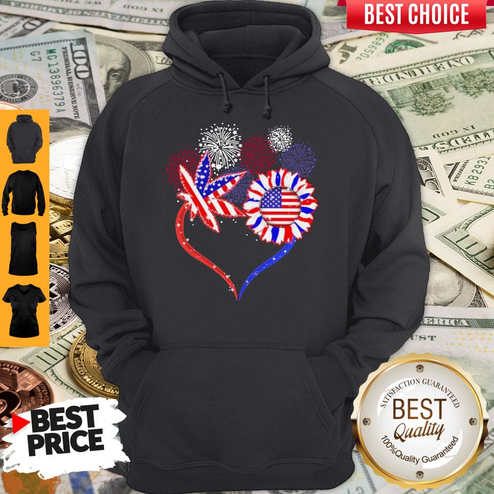 Cannabis And Sunflower Hearl Happy The 4th Of July American Shirt - Image 2