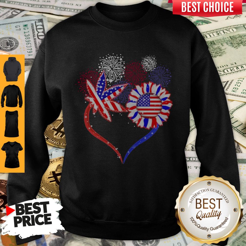 Cannabis And Sunflower Hearl Happy The 4th Of July American Shirt - Image 5