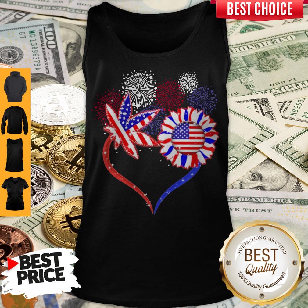 Cannabis And Sunflower Hearl Happy The 4th Of July American Shirt - Image 4