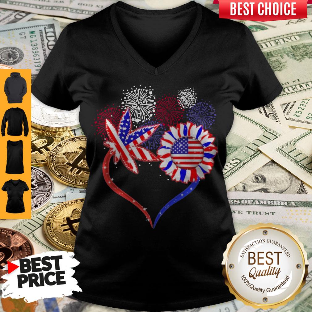 Cannabis And Sunflower Hearl Happy The 4th Of July American Shirt - Image 3