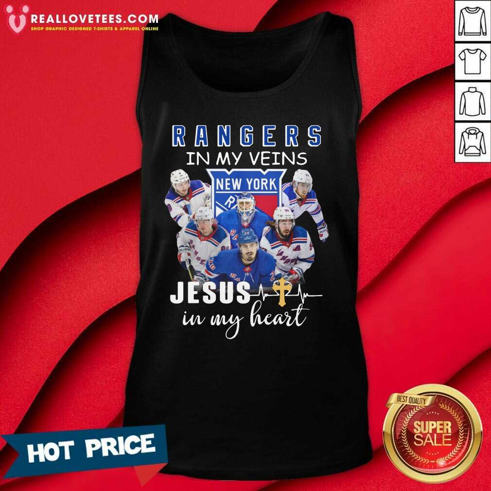 Pro The New York Rangers Team Players In My Veins Jesus In My Heart Shirt - Image 2