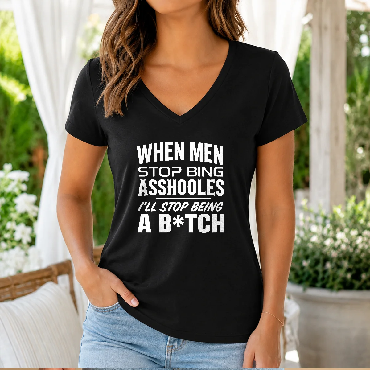 Top When Men Stop Bing Asshooles I'Ll Stop Being A Bitch Shirt - Image 2