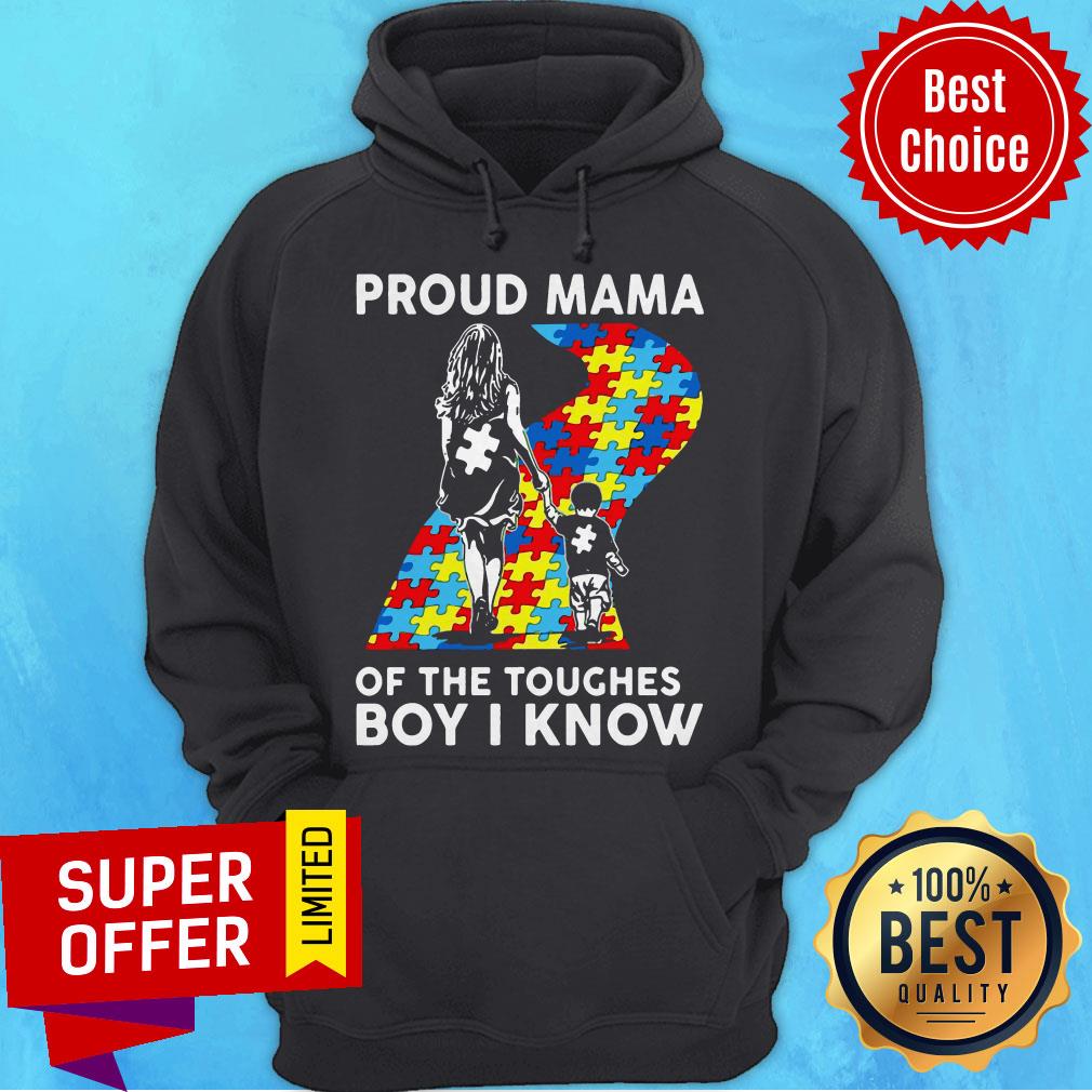 Proud Mama Of The Toughest Boy I Know Autism Awareness Shirt - Image 3