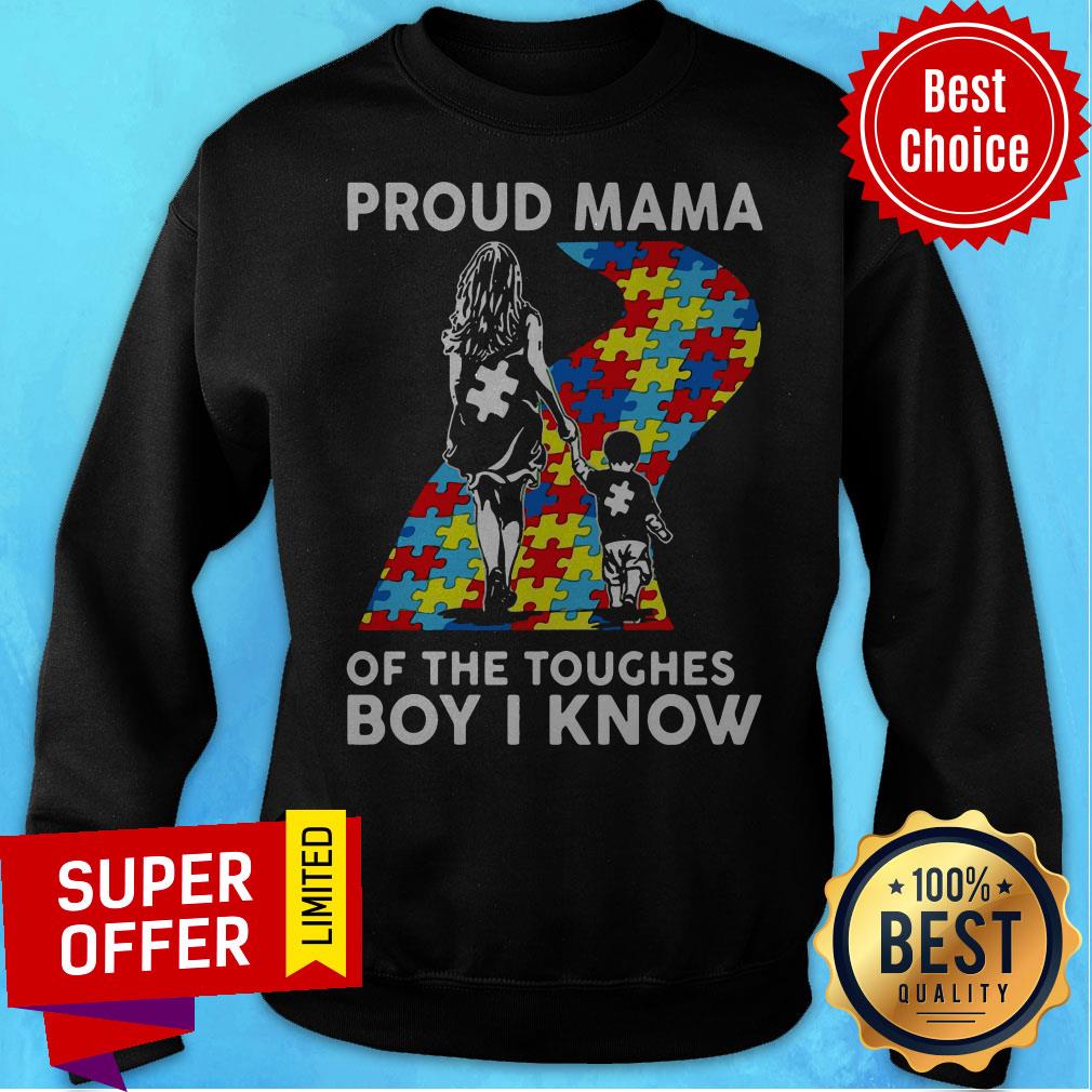 Proud Mama Of The Toughest Boy I Know Autism Awareness Shirt - Image 2