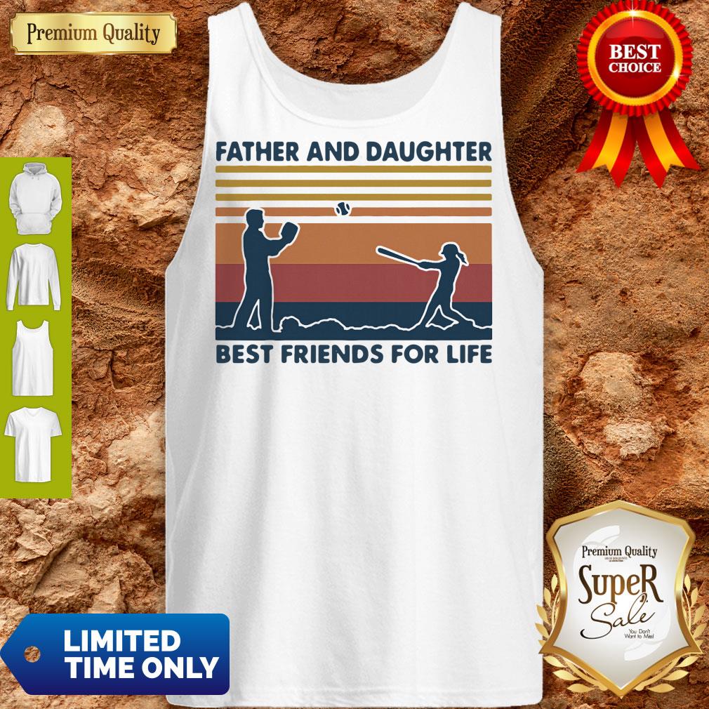 Softball Father And Daughter Best Friends For Life Vintage Shirt - Image 3