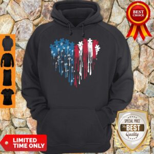 Alternative view of Perfect Autism Heart American Flag Veteran Independence Day Shirt