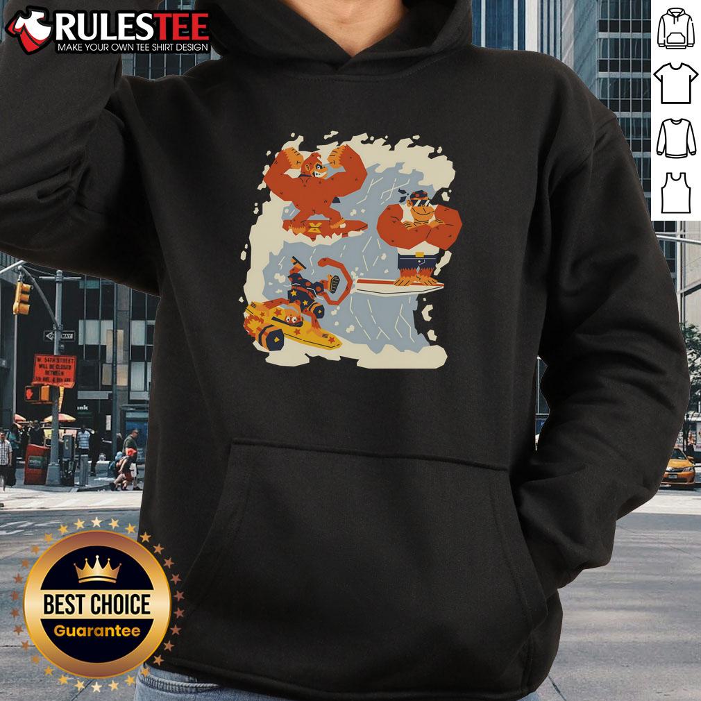 Awesome The Golden Wave Donkey Kong Diddy Kong Funky Kong T-Shirt - Image 2