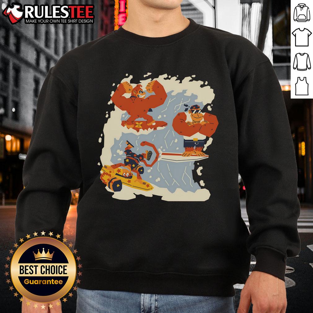 Awesome The Golden Wave Donkey Kong Diddy Kong Funky Kong T-Shirt - Image 5