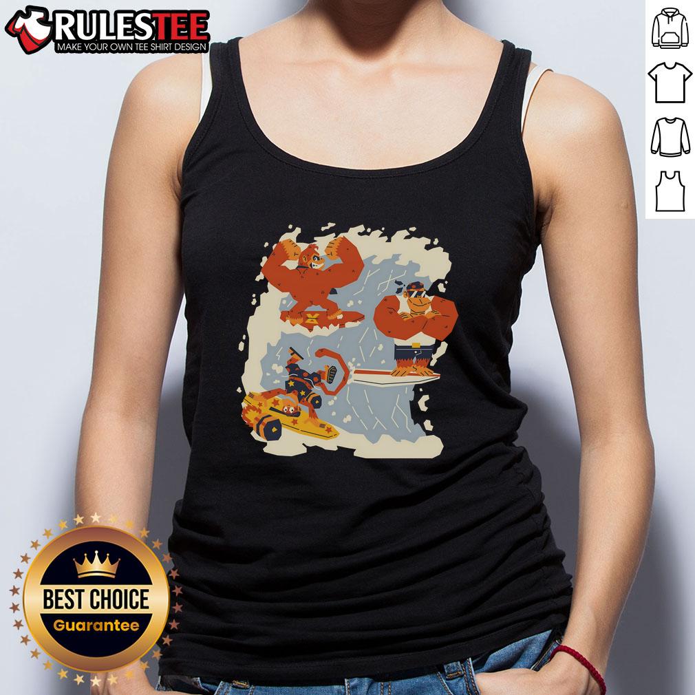Awesome The Golden Wave Donkey Kong Diddy Kong Funky Kong T-Shirt - Image 4