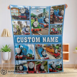 Cartoon Thomas And Friends Blanket Fleece Customized Premium Blanket