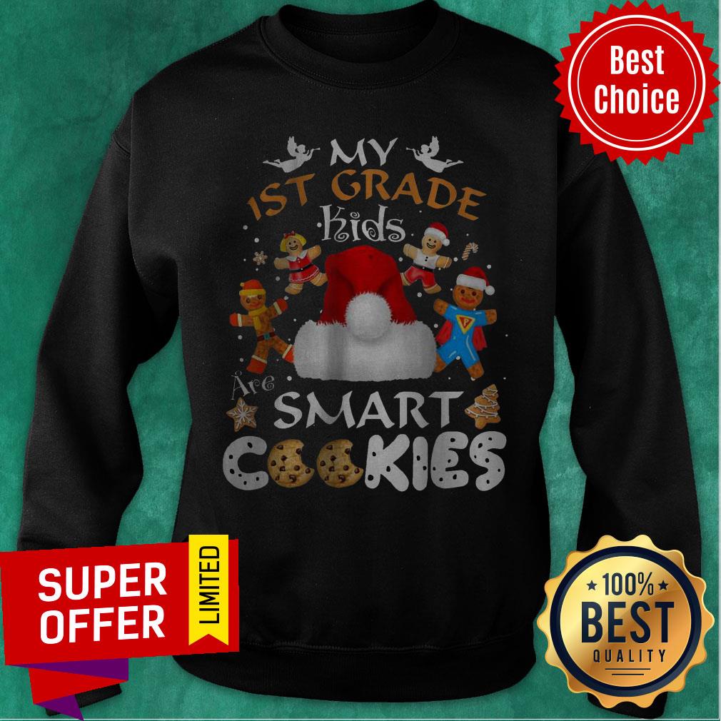 Official 1st Grade Teacher Christmas Smart Cookies Shirt - Image 3