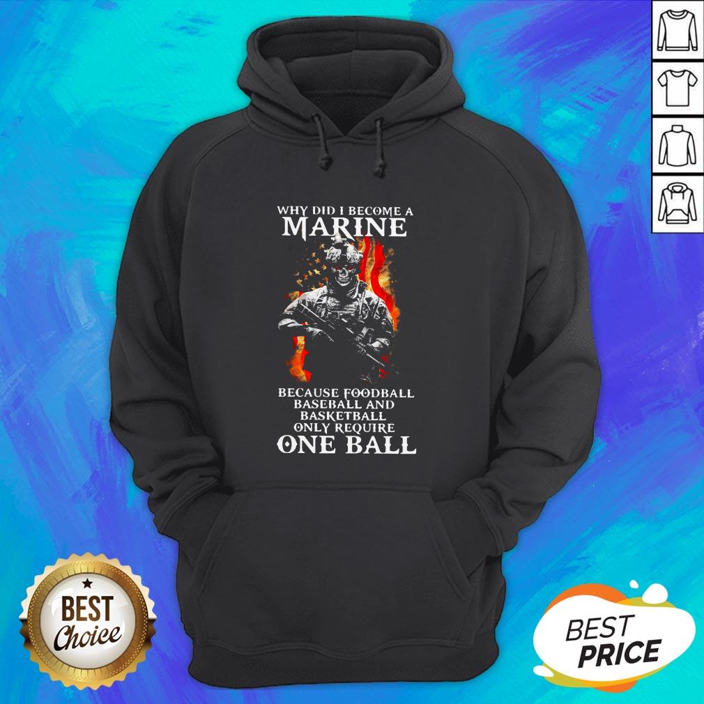 Why Did I Become A Marine Because Foodball Baseball And Basketball Only Require One Ball Shirt - Image 3