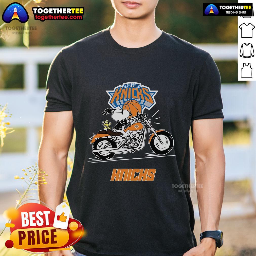 Original Snoopy And Woodstock Driving Motorbike New York Knicks T-Shirt
