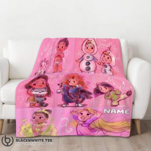Alternative view of Cute Perfect Disney Kids Princess Sketches Blanket Fleece Customized Blanket