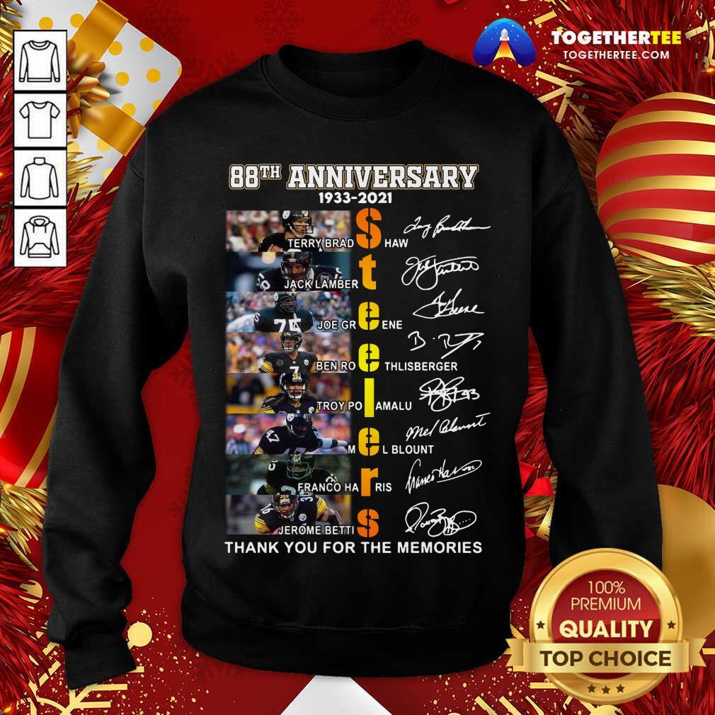 Good 88th Anniversary 1933 2021 Pittsburgh Steelers Thank You For The Memories Signatures Shirt - Image 4