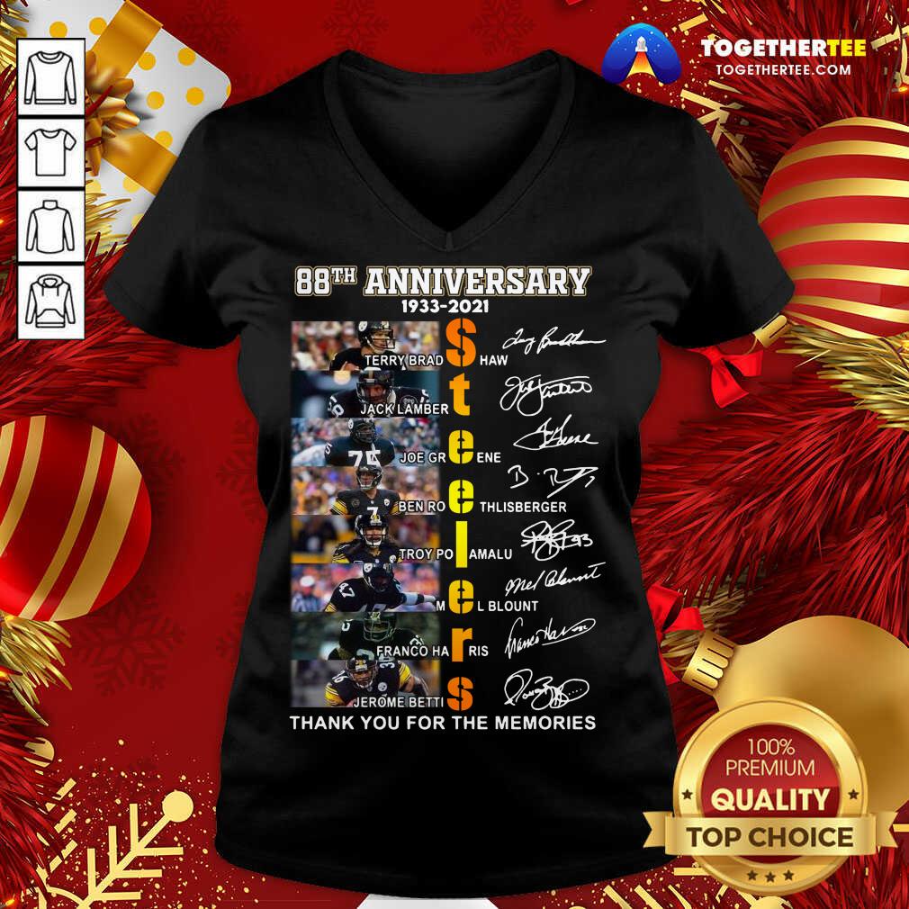 Good 88th Anniversary 1933 2021 Pittsburgh Steelers Thank You For The Memories Signatures Shirt - Image 2