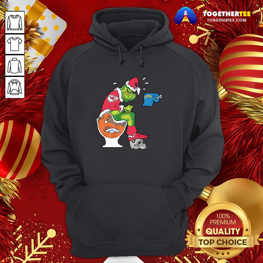 Hot The Grinch Kansas City Chiefs Shit On Toilet Denver Broncos Other Teams Oakland Raiders Christmas Shirt - Image 5