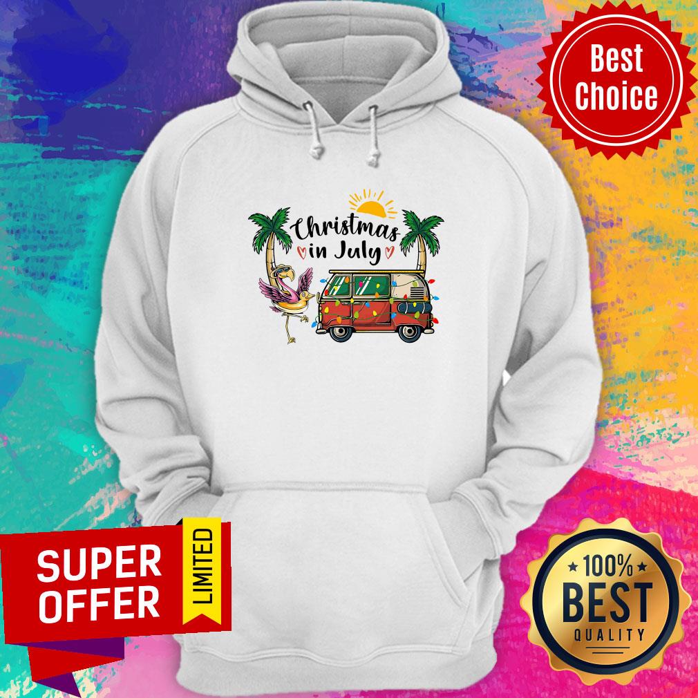 Christmas in July Flamingo Camping Shirt - Image 2