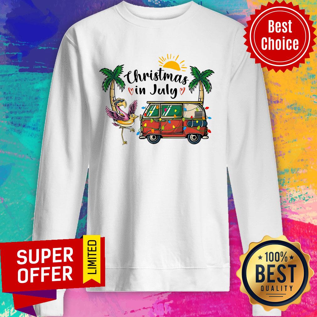 Christmas in July Flamingo Camping Shirt - Image 5