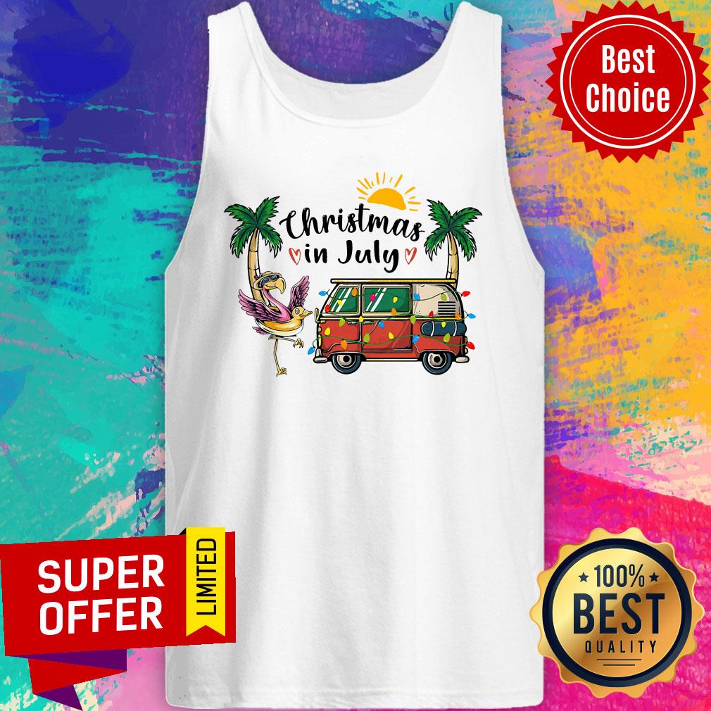 Christmas in July Flamingo Camping Shirt - Image 4