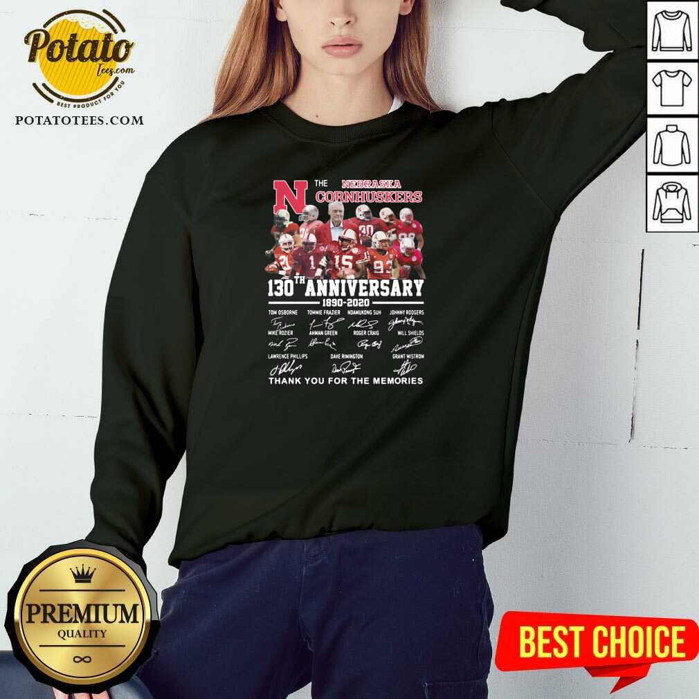 Funny The Nebraska Cornhuskers 130th Anniversary 1890 2021 Signature Thank You For The Memories Shirt - Image 4