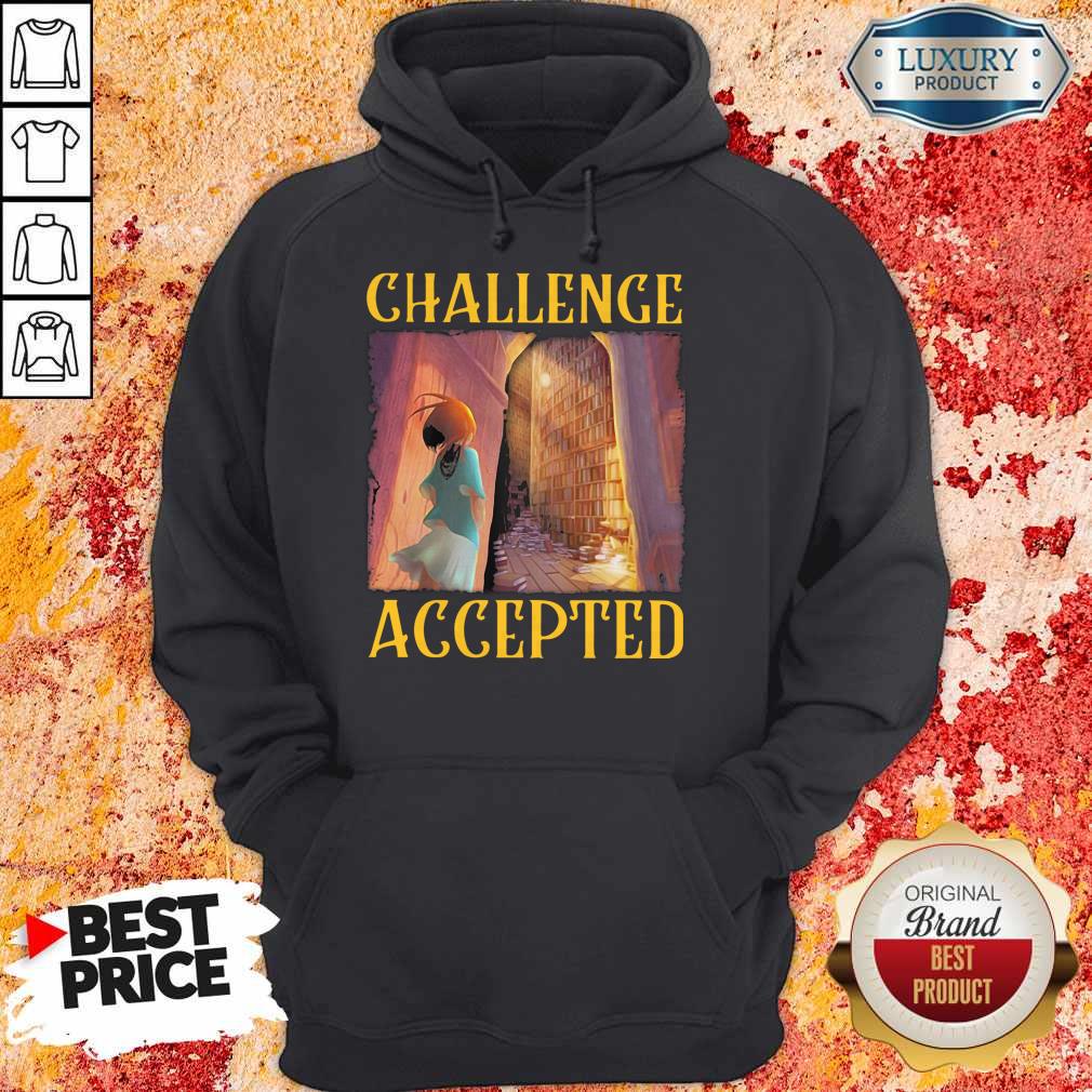 Premium Challenge Accepted Girl In Library Shirt - Image 3