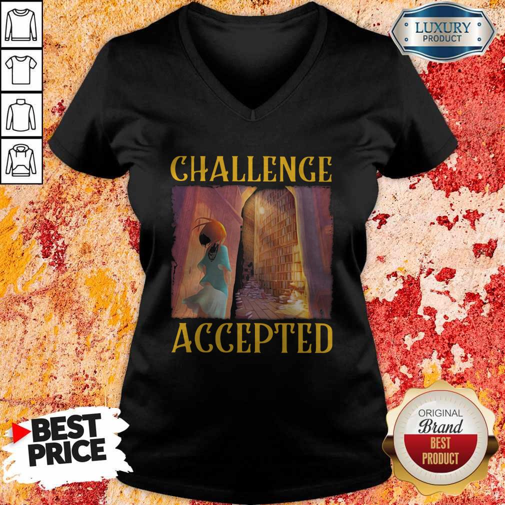 Premium Challenge Accepted Girl In Library Shirt - Image 4