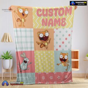 Official Disney Kiff Chatterley & Barry Buns Pattern Blanket Fleece Customized Blanket