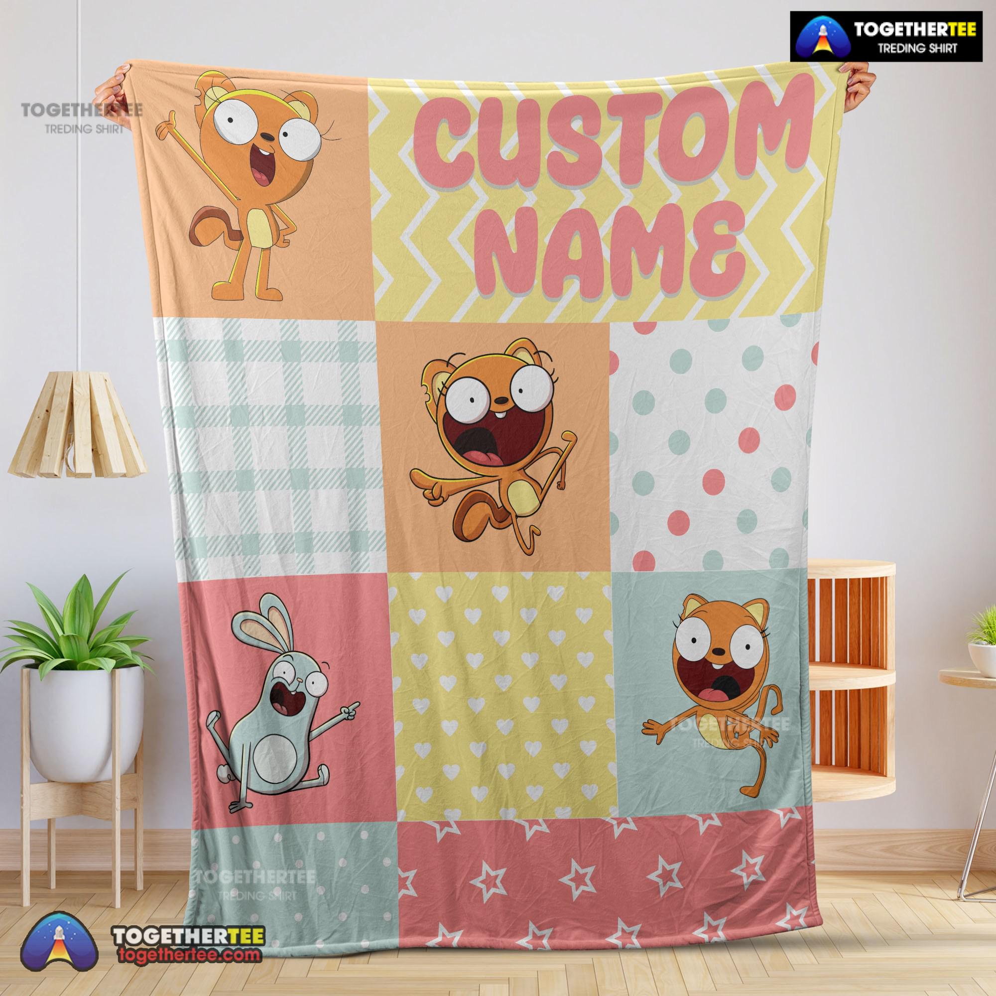 Official Disney Kiff Chatterley & Barry Buns Pattern Blanket Fleece Customized Blanket