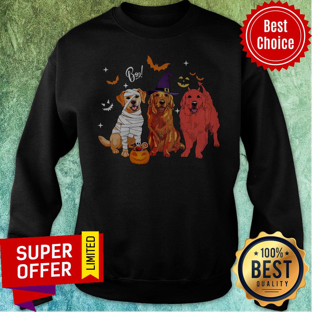 Golden Retriever Cosplay Boo Mummy Witch Devil Halloween Shirt - Image 2