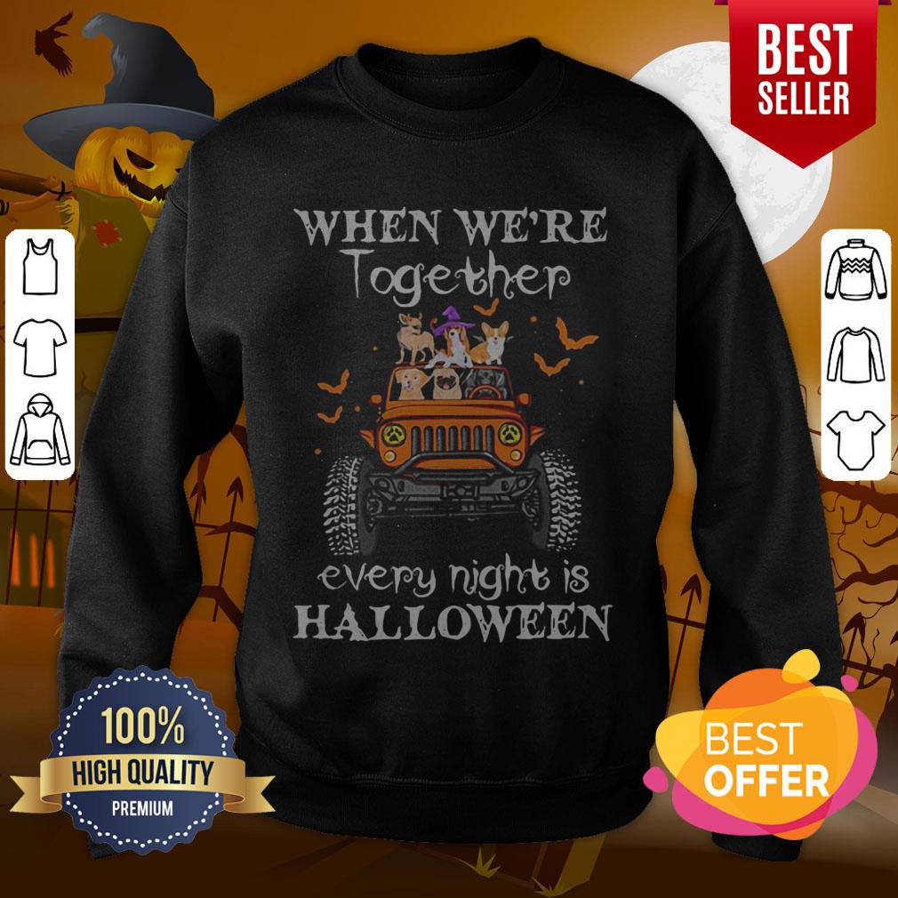 When We’re Together Every Night Is Halloween Dogs And Elephant On Jeep Shirt - Image 4