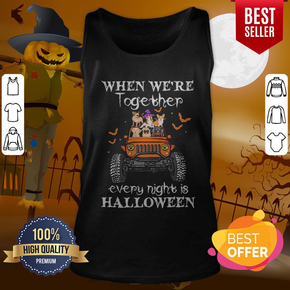 When We’re Together Every Night Is Halloween Dogs And Elephant On Jeep Shirt - Image 3