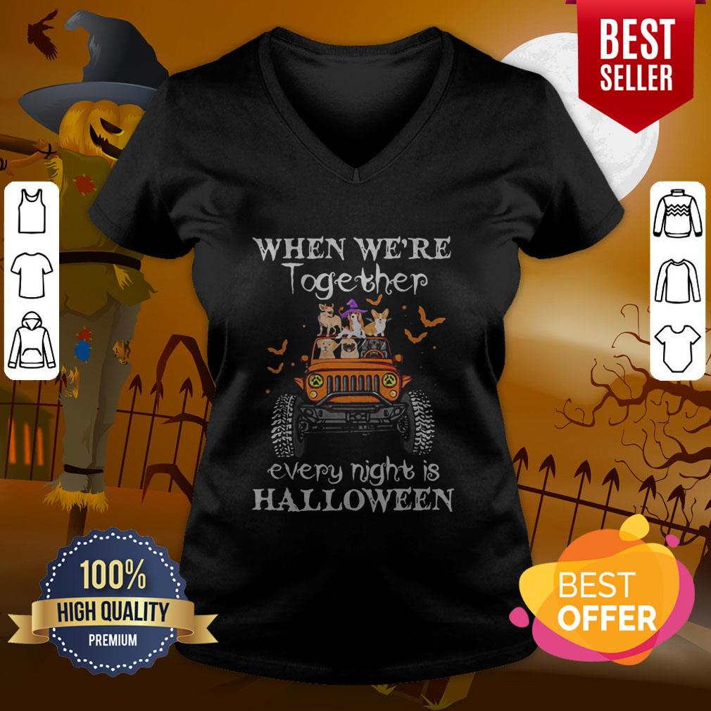 When We’re Together Every Night Is Halloween Dogs And Elephant On Jeep Shirt - Image 2