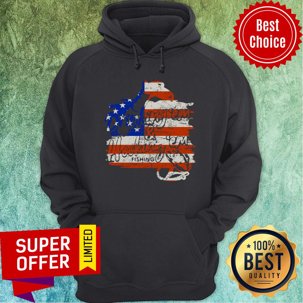 Drinking Em Hooking Em Fishing American Flag Shirt - Image 5