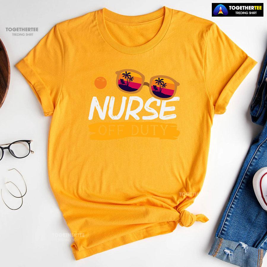 Nurse Off Duty Vintage Glasses Summer Vacation T-Shirt - Image 11