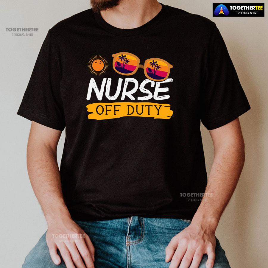 Nurse Off Duty Vintage Glasses Summer Vacation T-Shirt - Image 2